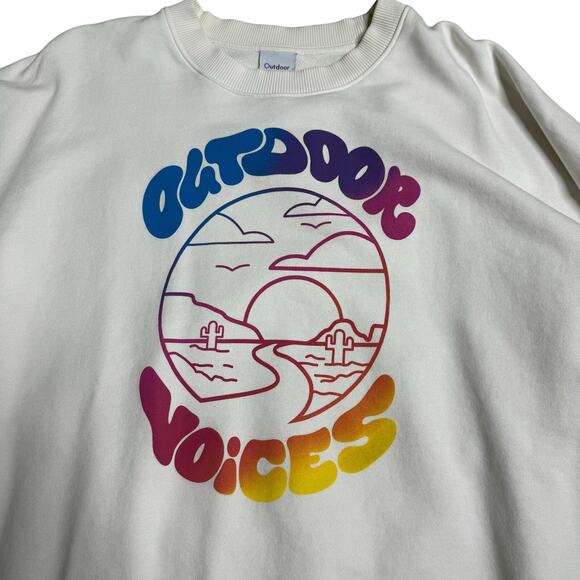 Outdoor Voices Tops - Outdoor Voices Sweatshirt Women's Medium White Long Sleeve Color Logo Oversized